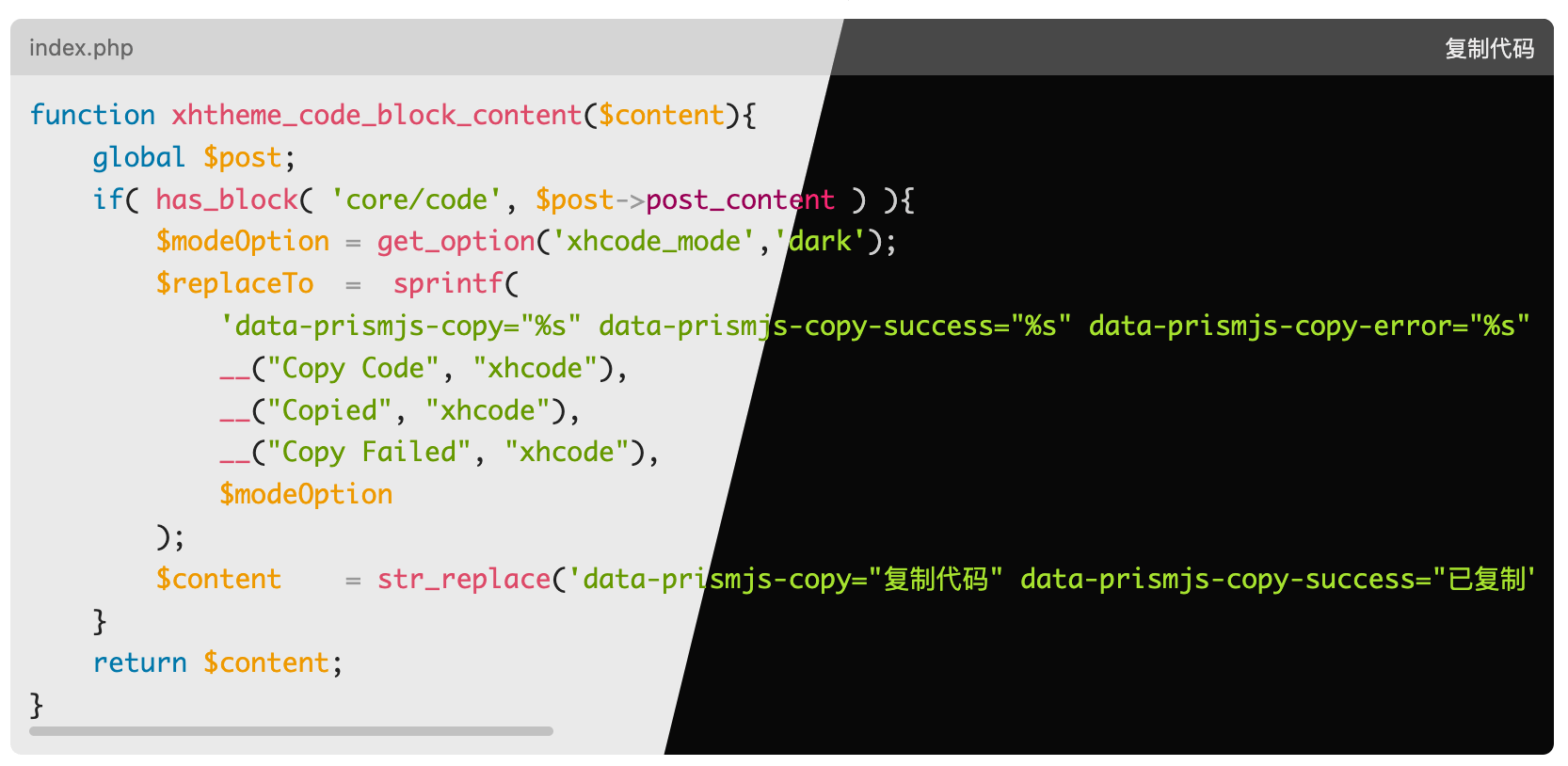 WordPress代码高亮插件：Xhtheme Code Block